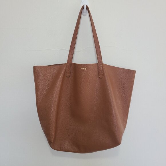 Cuyana Large Classic Easy Tote Shoulder Bag Tan Pebbled Leather Large - Picture 2 of 10